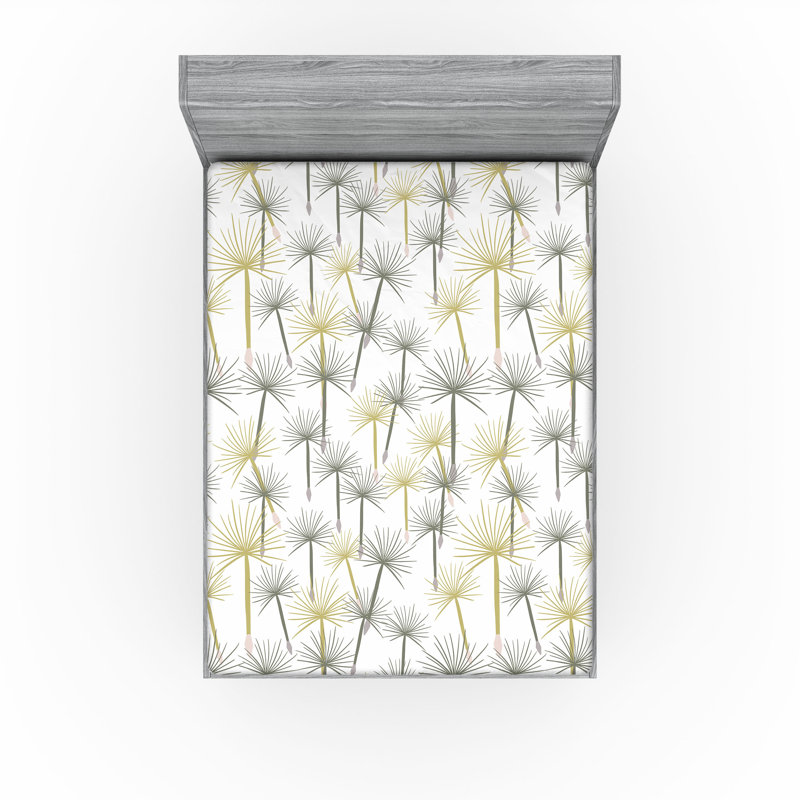 Drap-housse Ambesonne, Drap-housse très grand californien, Vert pistache, blanc / floral 2