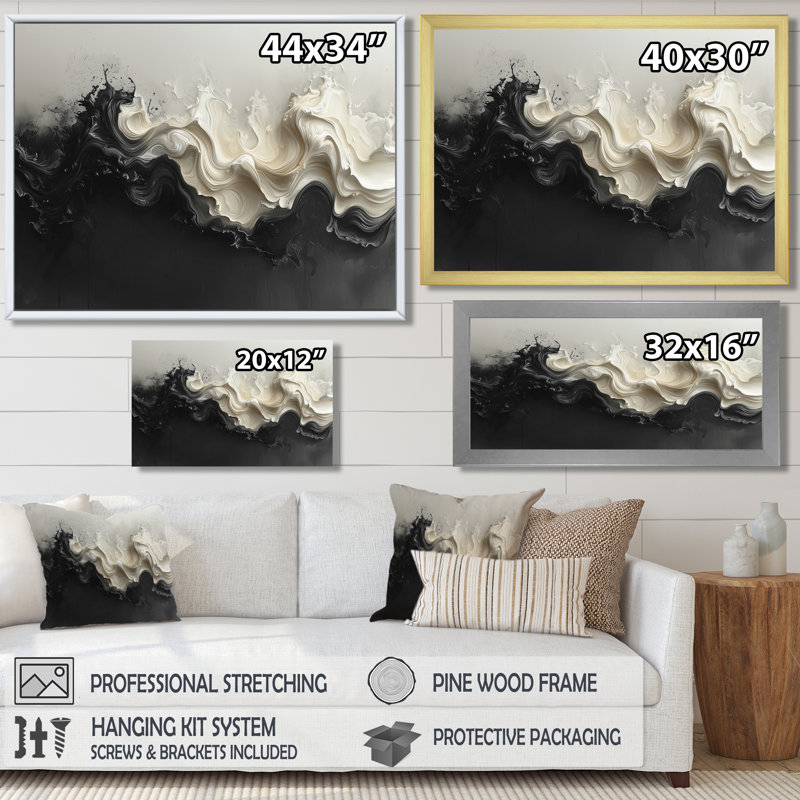 «Dawley», noir et blanc, Uniant Horizons, H 30 po x l 40 po, Toile tendue, Ne s’applique pas