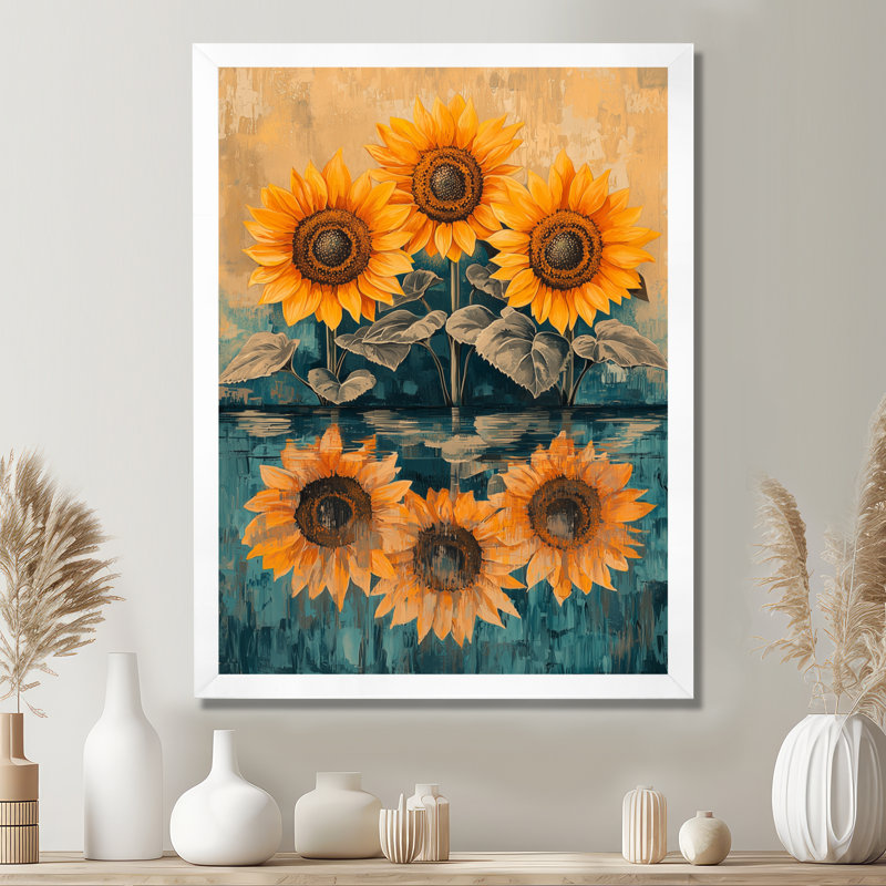 Duanne - art mural sur toile florale, H 20 po x l 12 po, Reproduction encadrée sans passe-partout, Blanc