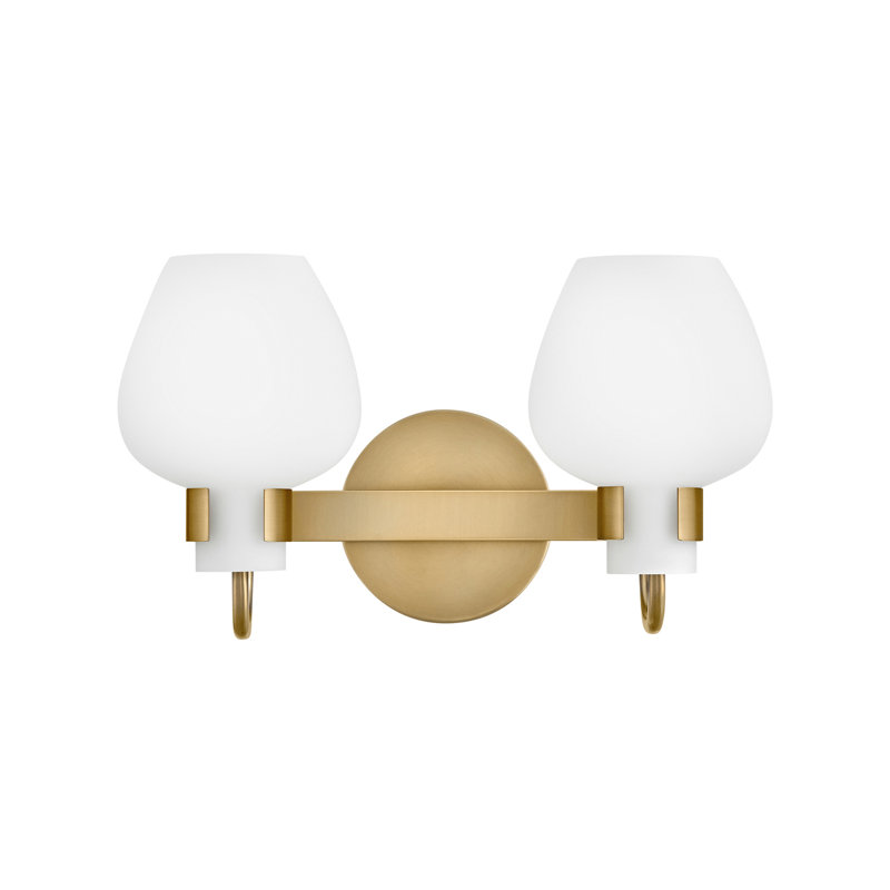 Sylvie 14.75" Two-Light Bath Vanity Fixture, Textured Heritage Brass