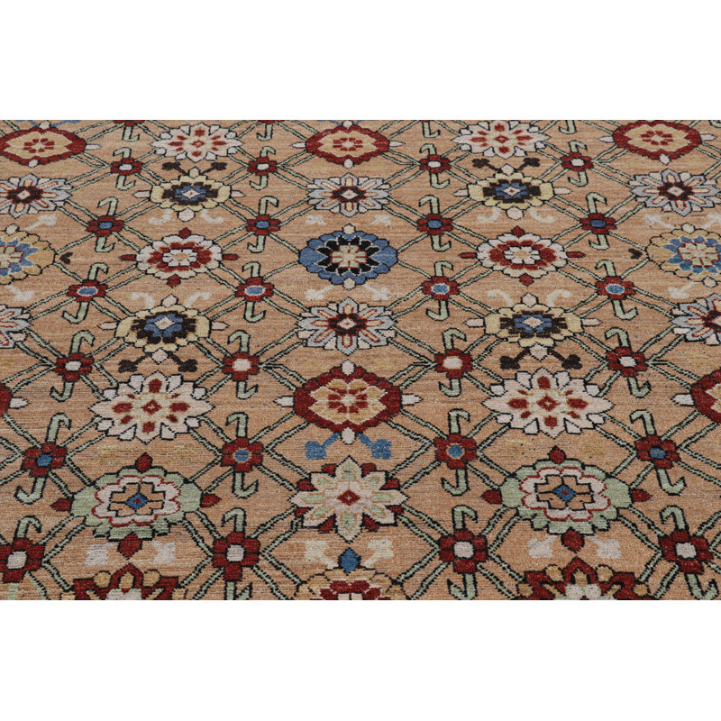 Burano Hand Knotted Wool Floral Area Rug, Rectangle 8' x 10'