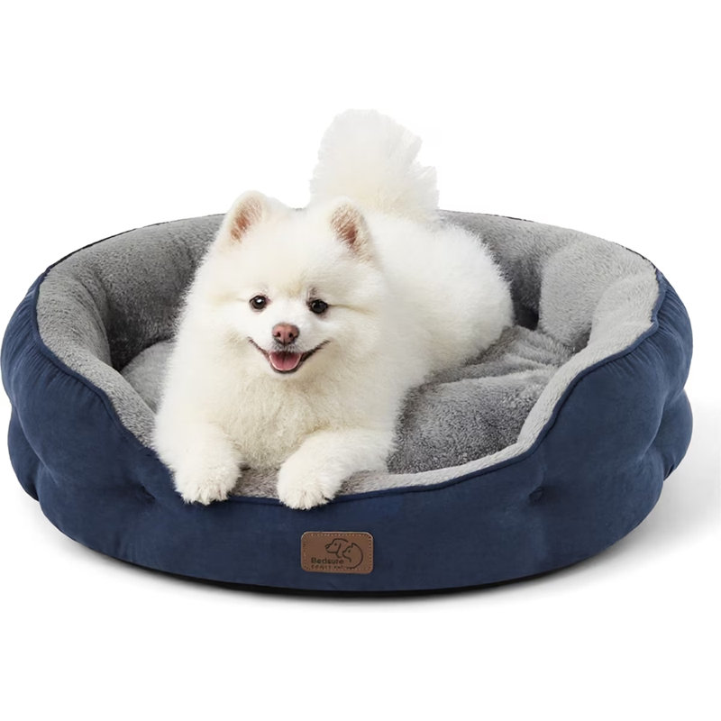 Lit pour chien et chat rond pour petits animaux de compagnie, nid lavable en peluche avec base antidérapante, intérieur