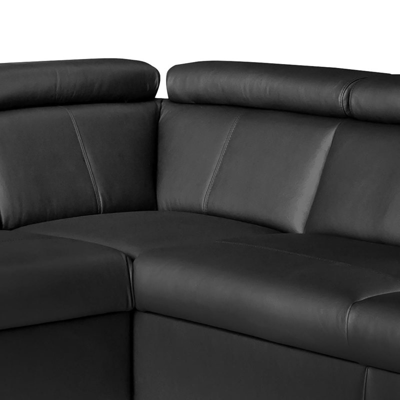 Edena Leather Corner Sofabed, Black, Right Hand Facing