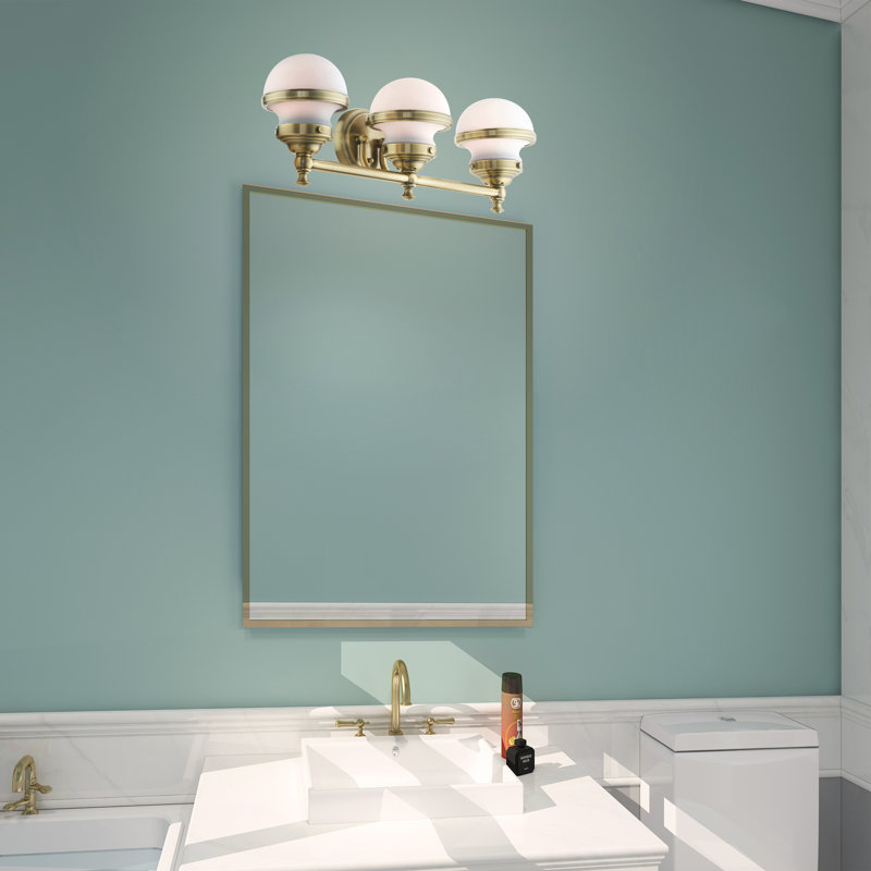 Éclairage pour meuble-lavabo à intensité variable Aseret, Laiton antique, H 8,25 po x l 24 po x P 7,25 po, 3 Lights