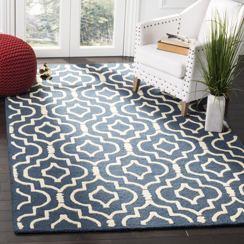 Tapis géométrique en laine touffeté à la main Brunswick, Carré 6 pi