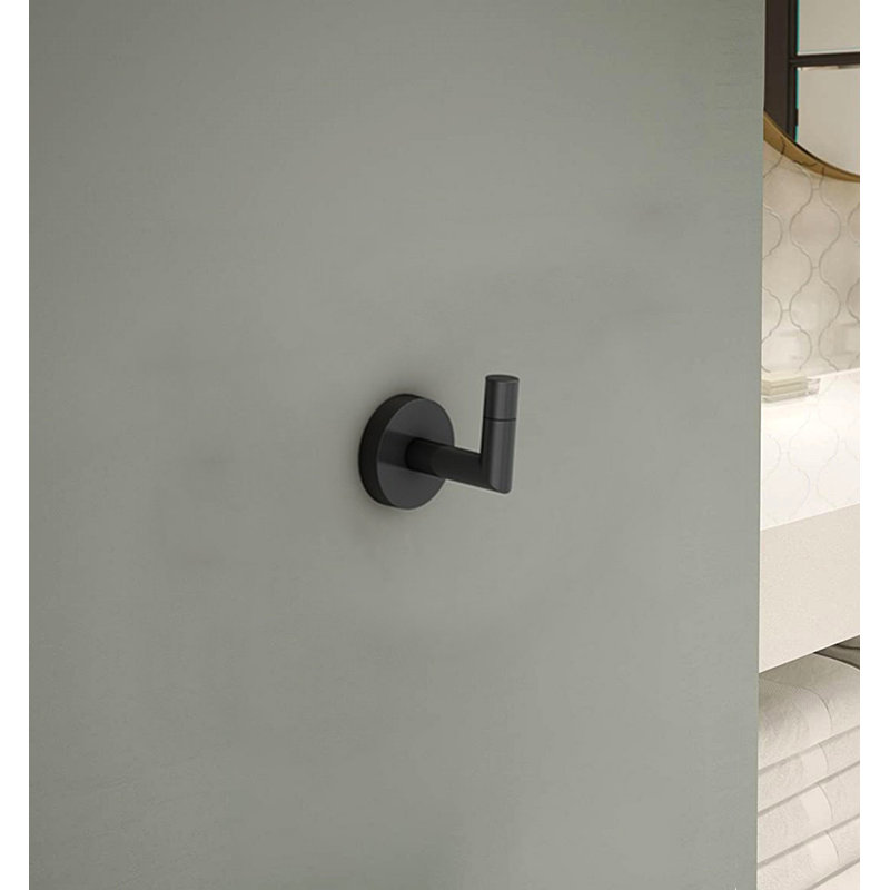 Crochet mural moderne pour salle de bain, finition nickel brossé, Noir mat