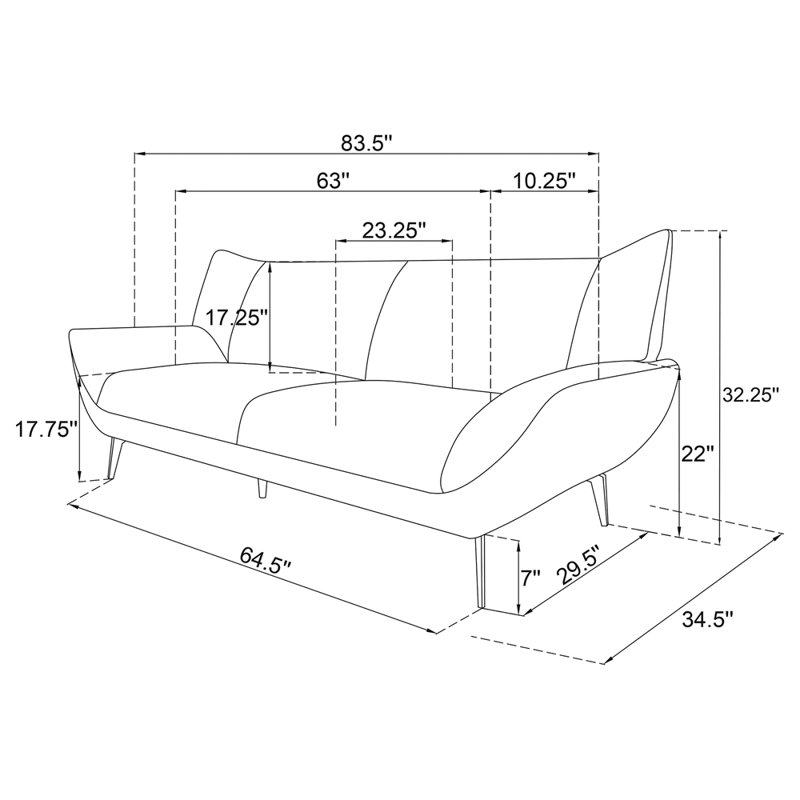 Logan Teal Blue Flared Arm Sofa