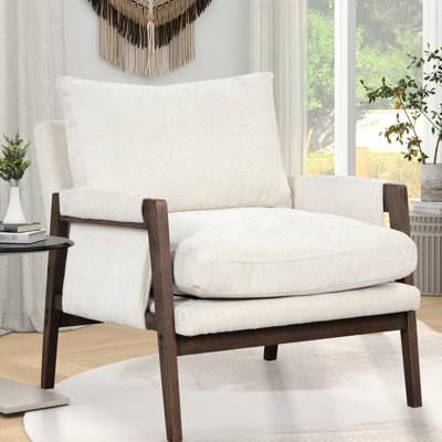Chaise Comfy moderne de style Mid-Century en velours blanc - convient à divers espaces de votre fauteuil pour des moments de détente