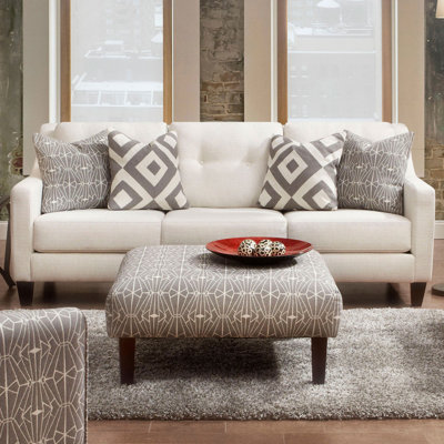 Revêtement carré de style contemporain, motif triangulaire, mousse à haute densité, couleur neutre, L 36 po x l 36 po H 17 po, support de structure du pied du milieu, 1 pièce