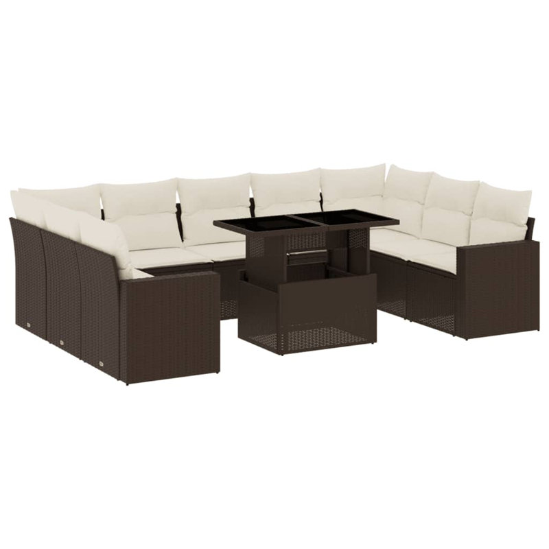 Ensemble de canapé de jardin Vidaxl brun, blanc crème