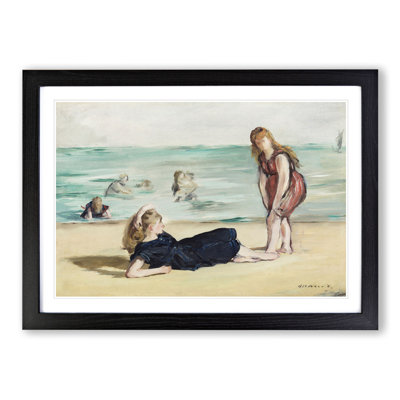 On the Beach by Edouard Manet - Framed Print