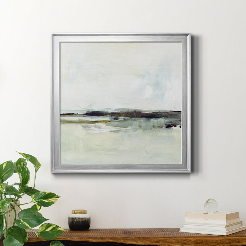Sage Skies II - Toile encadrée de qualité supérieure - prête à être accrochée, Toile avec cadre argenté