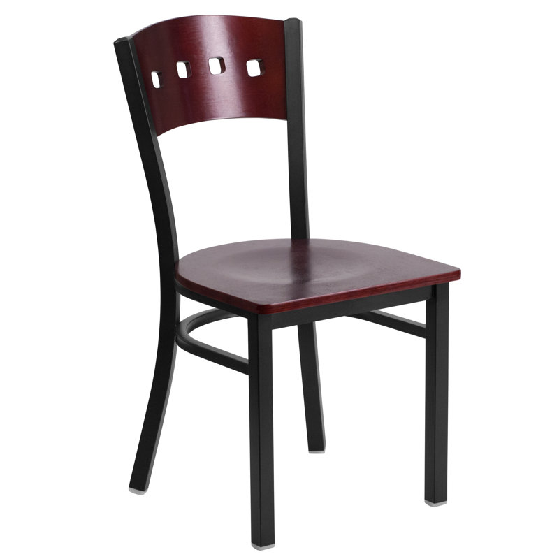 Jyun Decorative 4 Square Back Metal Restaurant Chair, Matte Teal