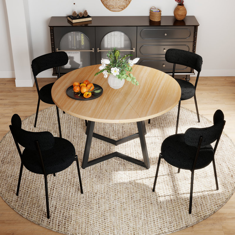 Ensemble de table de salle à manger Modern Farmhouse, 5, Brun, Noir