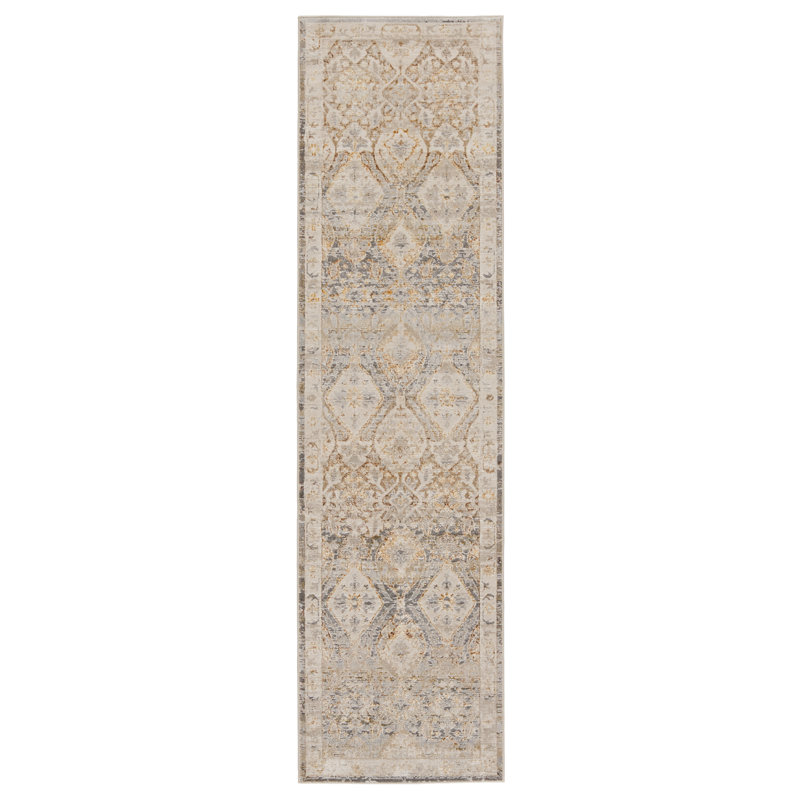 Tapis oriental gris Lynnette, Tapis de couloir 2 pi 2 po x 8 pi