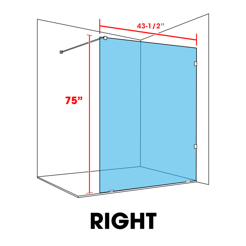 Panneau de douche en verre trempé de 29 1/2 po x H 75 po avec surface d'intimité givrée durable