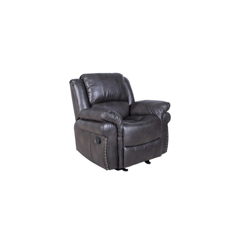 Kishla 39'' Wide Modern Super Soft Vegan Leather Manual Standard Recliner, Gray