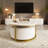 Modern Round Nesting Coffee Table Fluted With Drawer In White & Gold In 31.5''