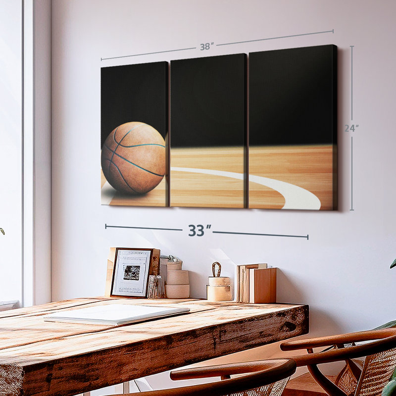 «Basketball Court Ball», 3 pièces, H 24 po x l 38 po x P 1,25 po