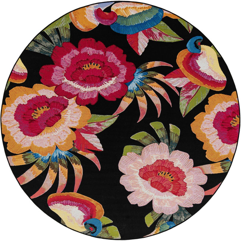  Floralis Outdoor Botanical Rug, Round 7'10"