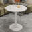 27.6" Round Marble-Effect Coffee Table with White Veined Top and White Pedestal Base-588685262-588685256