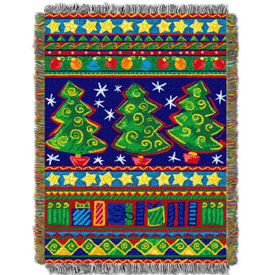 Tree Festive Holiday Tapestry Throw Blanket, 48 x 60 inches