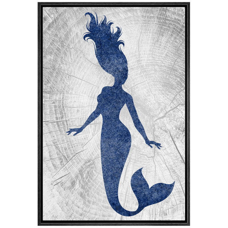 «Mermaid In The Graphite» - Reproduction sur toile flottante, H 36 po x l 24 po x P 1,5 po, Cadre noir