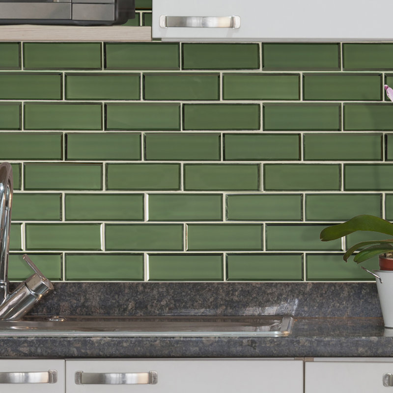 Subway 12 in. x 12 in. Glossy Glass Mosaic Wall Tile, Kairo