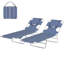 Méridiennes de patio réglables grises, structure en acier, chaises de plage et de piscine portables