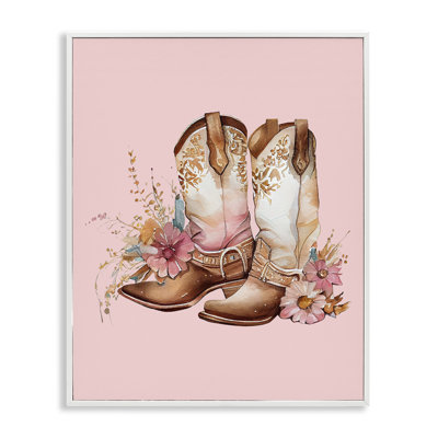 Bottes de cow-boy florales roses, art giclée par Birch & Ink
