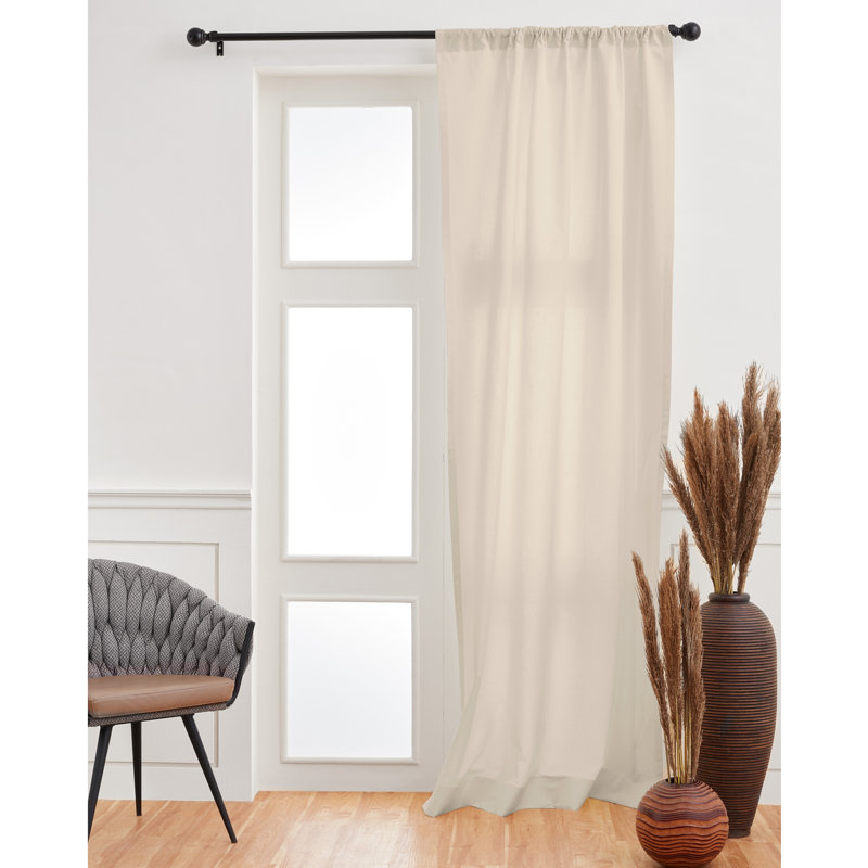 Cotton Linen Curtain with Rod Pocket, Linen, 52" W x 63" L