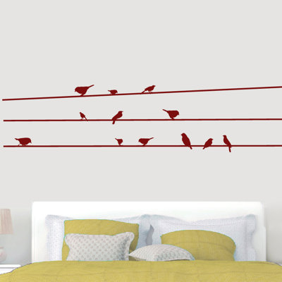 Décalcomanie murale oiseaux on lines