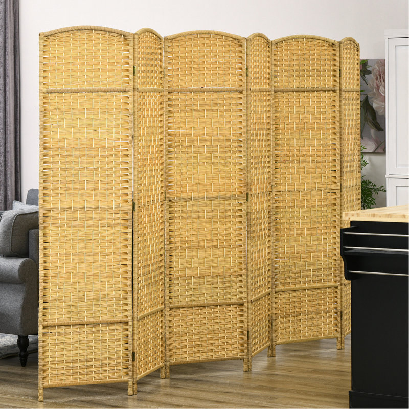 Cloison en bois naturel de 6 pi de hauteur - Pliable tissé à la main pour la chambre à coucher et le bureau