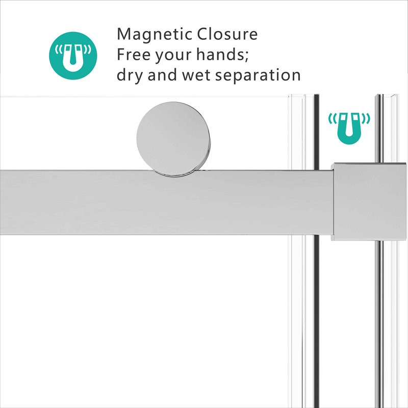 56-60"W X 76"H Sliding Shower Door, Frameless Glass Shower Door, Towel Bar And Handle,Drop Shipping Available, Chrome