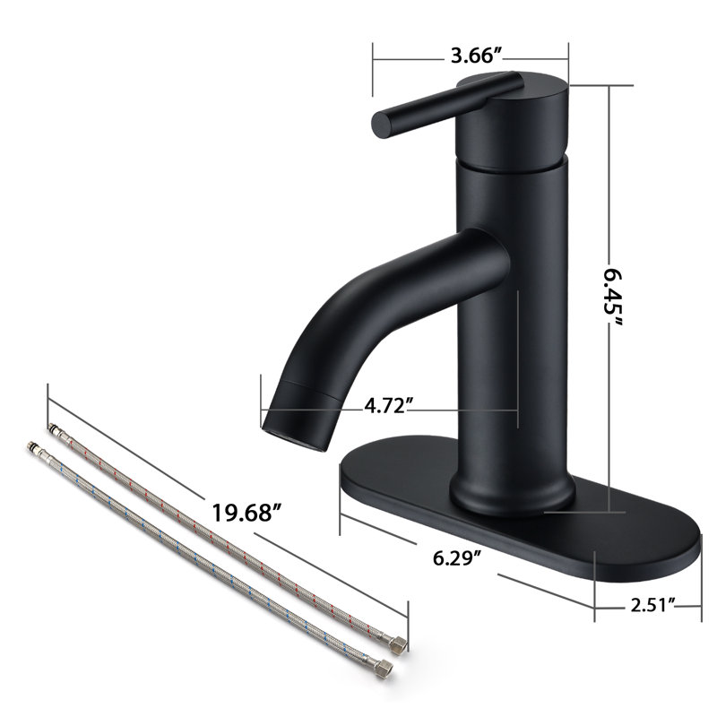 Robinet de salle de bain monocorps et robinet de salle de bain à poignée simple avec bec incurvé, Noir mat