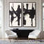 Grand ensemble d'art mural encadré en toile - noir, effet abstrait coup de pinceau, impressions minimalistes modernes - 60 po x 30 po x 2 pièces-1802273569-1802273598