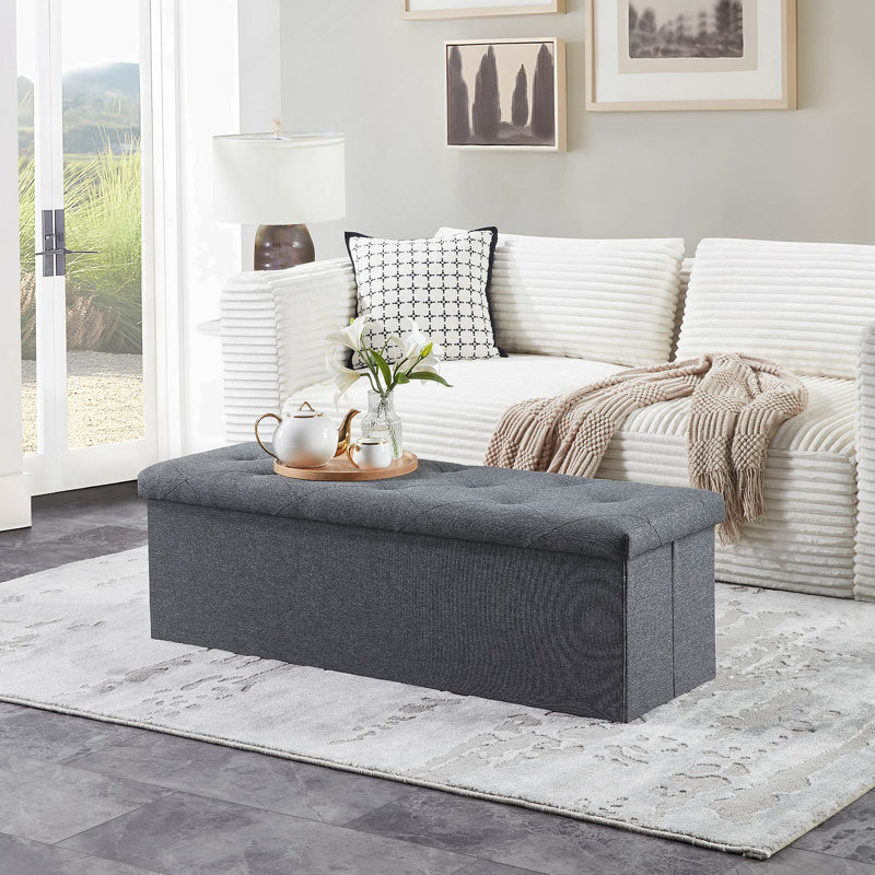 Banc de rangement pliant pour repose-pieds, repose-pieds repose-pieds, banc de bout de lit, commode de rangement, pour salon, chambre à coucher, entrée, gris