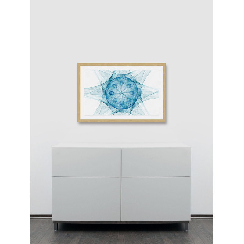 Blue Abstract Print on Canvas with Natural Frame