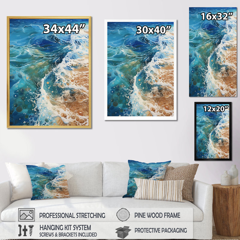Whiteley Beach, Oceanic Rhythms, impression sur toile, Cadre photo noir, H 32 po x l 24 po x P 1 po
