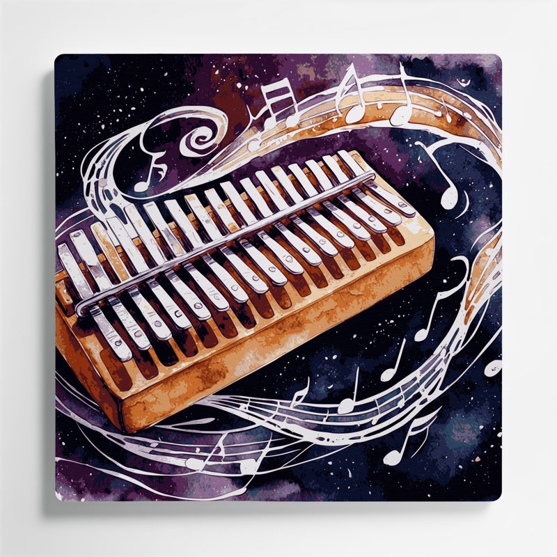 «Music Kalimba», art mural en métal mauve, H 8 po x l 8 po