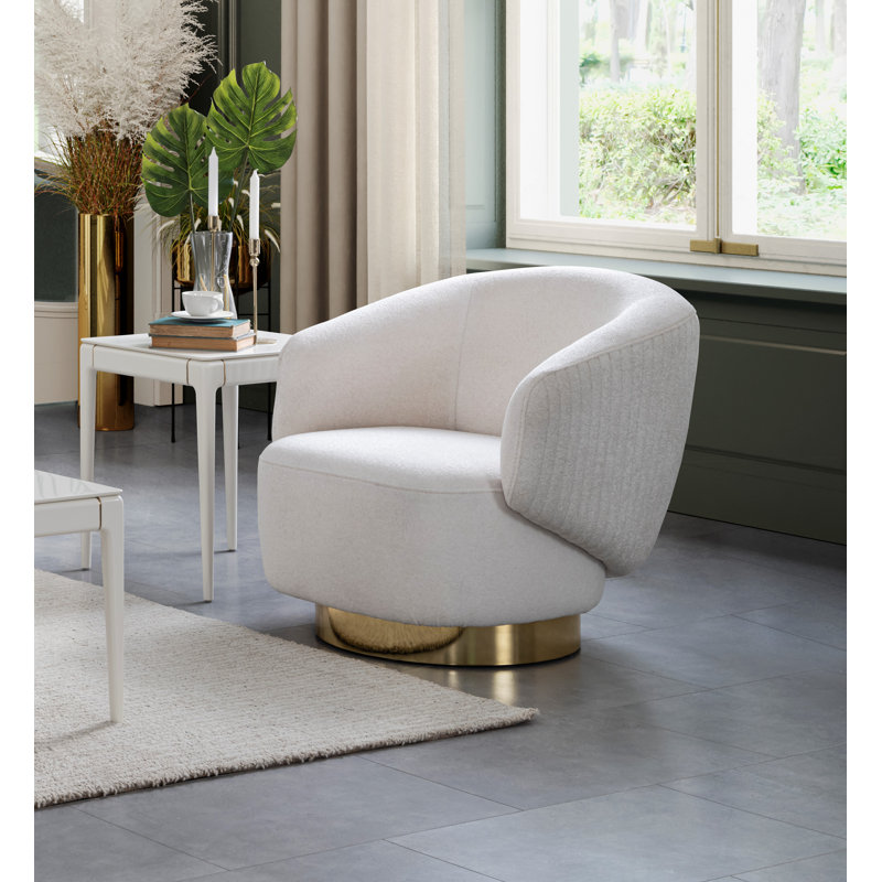 Iudistira Upholstered Swivel Armchair, White