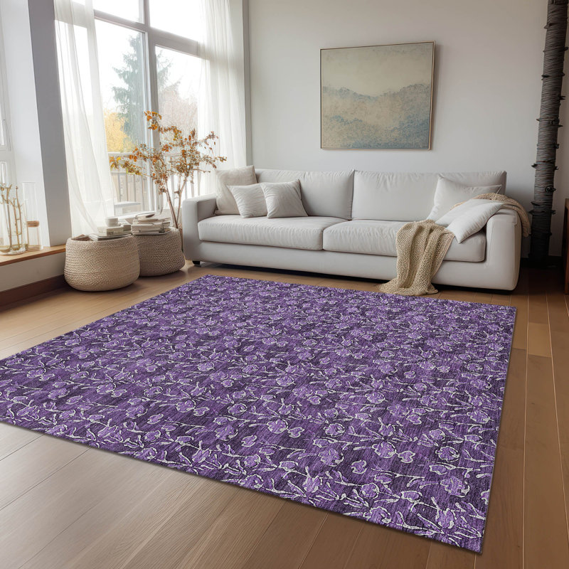 Azniv Washable Floral Indoor / Outdoor Rug, Rectangle 5' x 7'6"