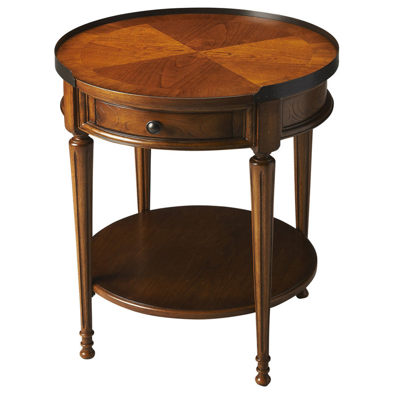 Sampson Side Table with Storage, Olive Ash Burl