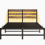 Structure de lit rustique en métal brun avec tête de lit en bois. Lumières, rangement. Robuste, silencieux, sans sommier. Convient à toutes les catégories de matelas: lit de tête de lit double, très résistant, à ressorts, silencieux-118082809-118082811