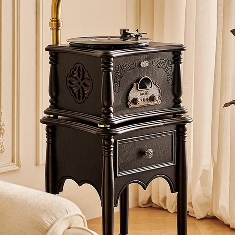 Black Rectangular Solid  Wood Media Players, Black