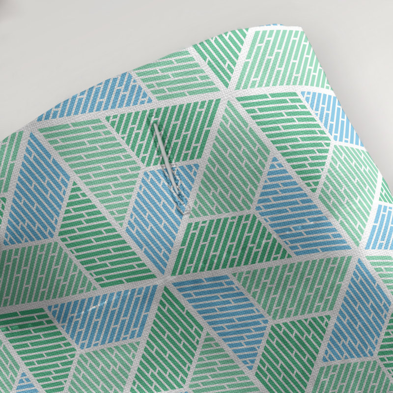 Rideau de douche simple trapézoïde, Vert / Bleu