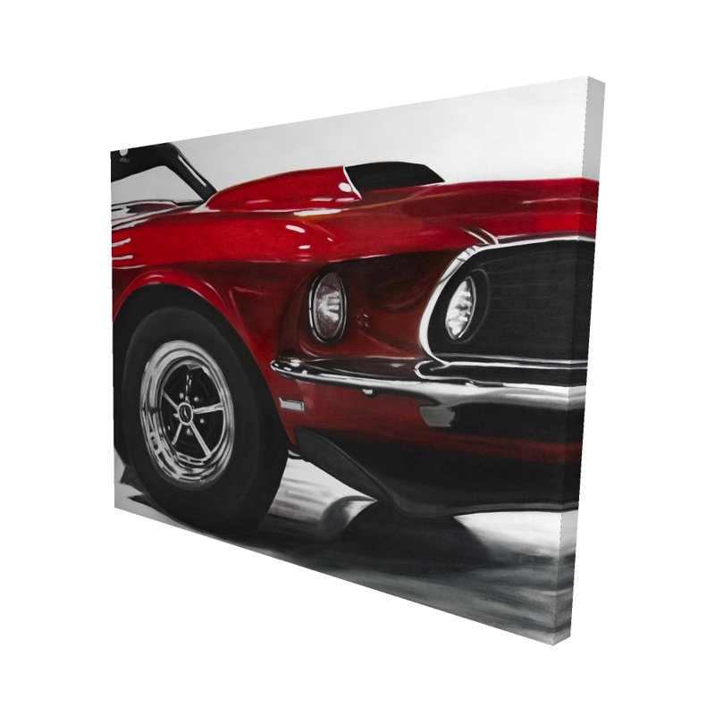 Classic Red Car - toile rouge hyperréaliste pour la décoration intérieure