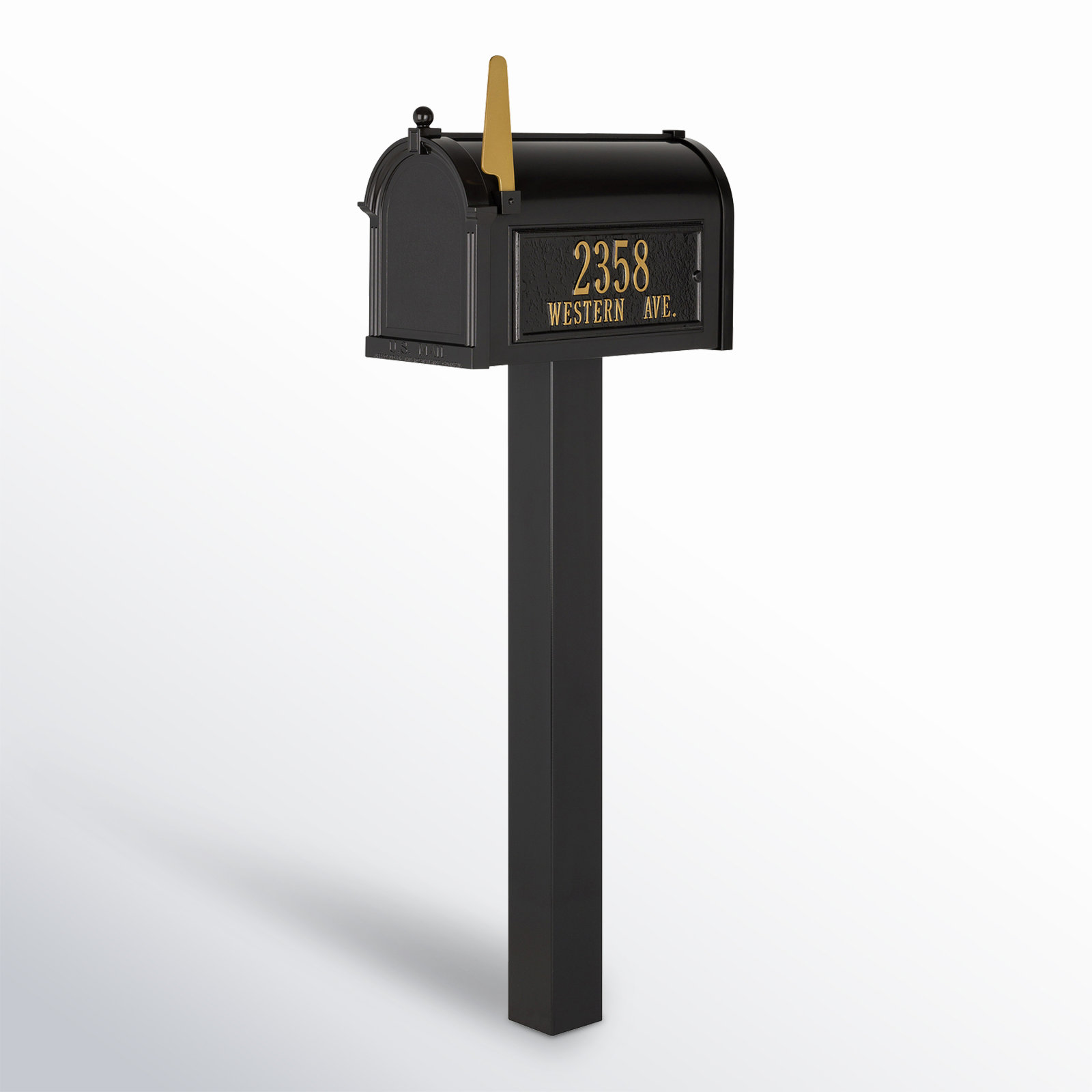 Premium Package Post Mounted Mailbox, Yes, Black