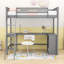 Lit mezzanine simple avec bureau et étagères-348017482