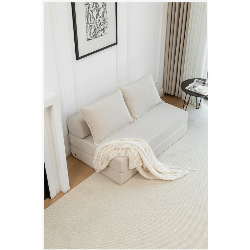 Canapé-lit pliable avec matelas à oreiller, canapé-lit avec dossier, convient au salon / dortoir / chambre / bureau familial, lit double